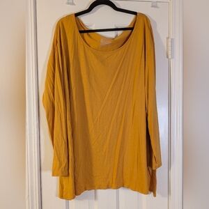 Terra & Sky Long Sleeve Tunic Top – 4X (28W–30W) Ochre Harvest Mustard Yellow